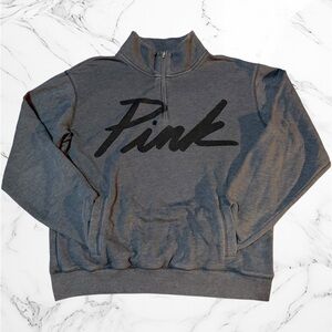 Victoria's Secret PINK Dark Heather Gray Quarter-Zip Pullover Sweatshirt Size SM
